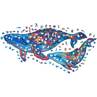 Unidragon Milky Whales 2 In 1 Wooden Jigsaw Puzzle ,