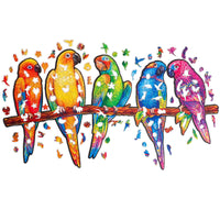 Unidragon Playful Parrots 5 in 1 Wooden Jigsaw Puzzle ,