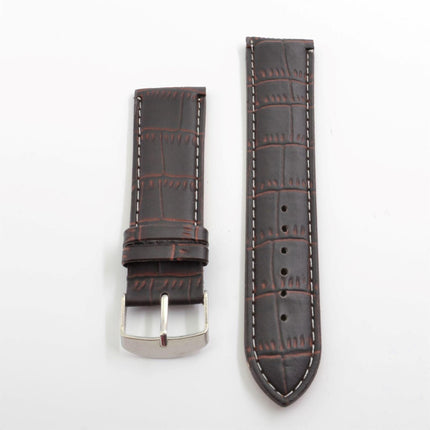 Unisex 19mm Brown Textured Leather Watch Band ,