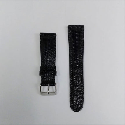 Unisex 24mm Black Lizard Leather Watch Band ,