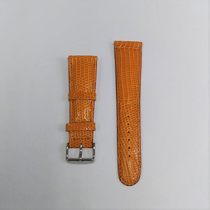 Unisex 24mm Honey Lizard Leather Watch Band ,