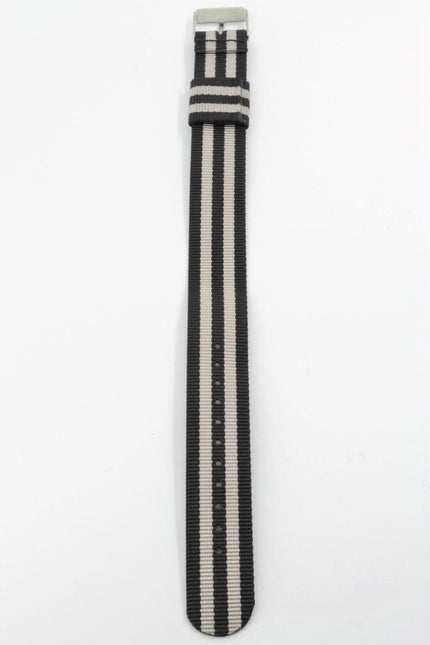 Unisex Grey and Black Striped Nylon 20mm Strap ,