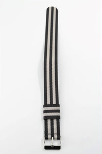 Unisex Grey and Black Striped Nylon 20mm Strap ,