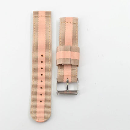 Unisex Pink and Brown Striped Nylon 20mm Strap ,