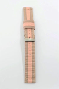 Unisex Pink and Brown Striped Nylon 20mm Strap ,