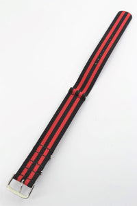 Unisex Red and Black Striped Nylon 20mm Strap ,