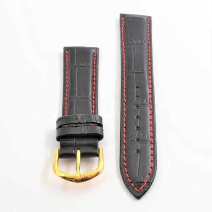 Unisex Textured Black Genuine Leather 20mm Band ,