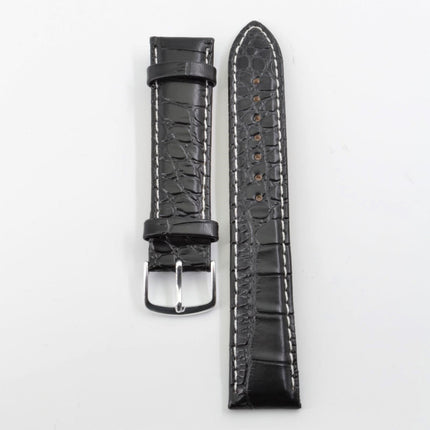 Unisex Textured Black Leather 20mm Band ,