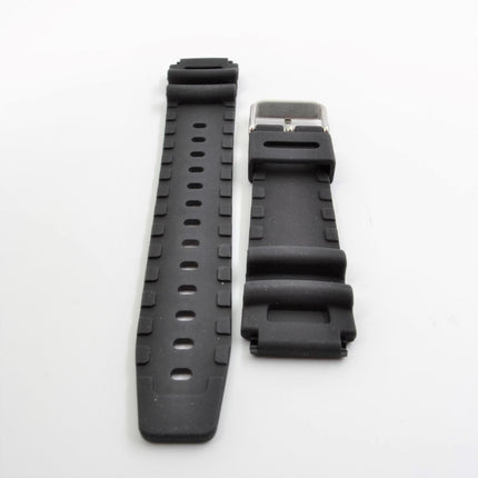 Unisex Textured Black Rubber 24mm Strap ,