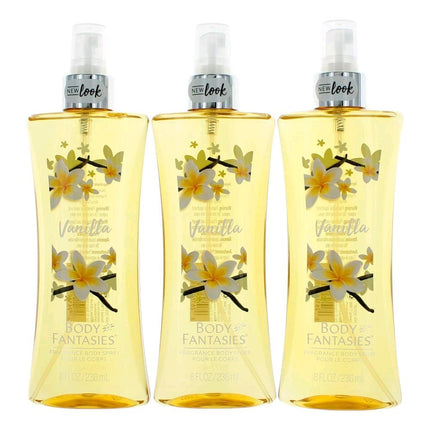 Vanilla by Body Fantasies, 3 Pack 8 oz Fragrance Body Spray for Women ,