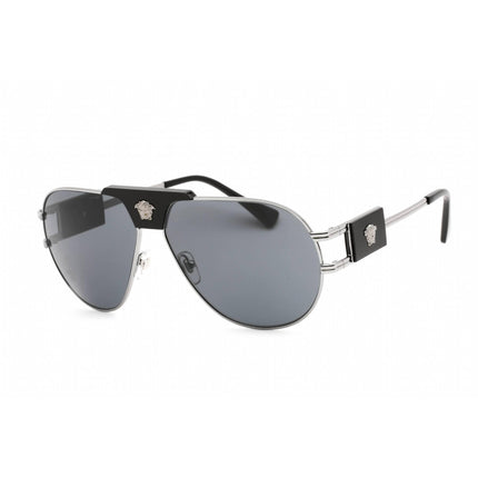 Versace Men's Sunglasses - Gunmetal Aviator Frame Dark Grey Lens | 0VE2252 100187 ,