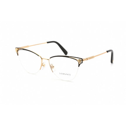 Versace Unisex Eyeglasses - Clear Lens Gold/Black Metal Cat Eye Frame | 0VE1280 1433 ,