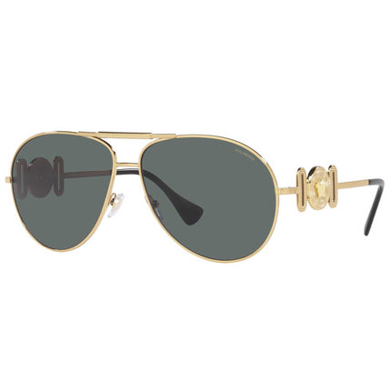 Versace Unisex Sunglasses - Gold Metal Frame Polarized Grey Lens | VE2249 100281 ,