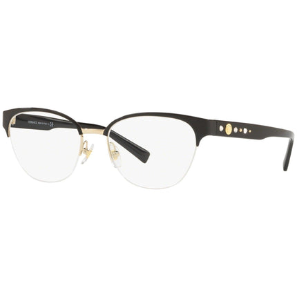 Versace Women's Eyeglasses - Black and Gold Metal Oval Frame | VERSACE 0VE1255B 1433 ,