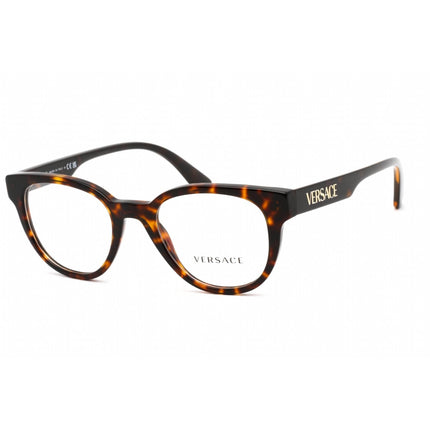 Versace Women's Eyeglasses - Clear Lens Dark Havana Plastic Round Frame | 0VE3317 108 ,