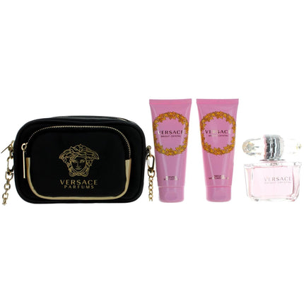 Versace Women's Gift Set with Purse - Bright Crystal Refined Femininity, 4 Piece ,
