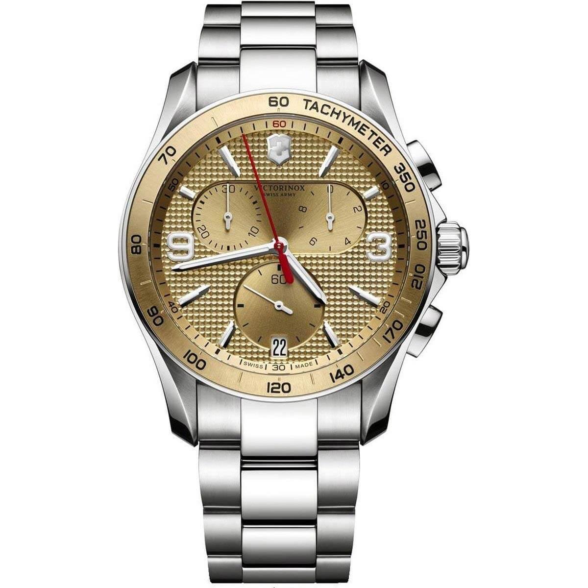 シクフォニ Victorinox Swiss Army Chrono Classic Gold-Tone Dial 241658 Men's Watch