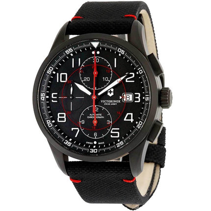 Victorinox Swiss Army Men's Automatic Watch - Airboss Black Dial Brown Strap | 241721 ,