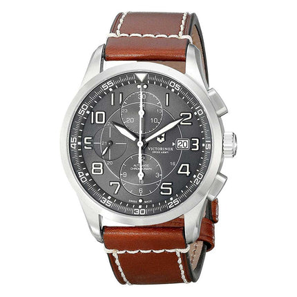 Victorinox Swiss Army Men's Chrono Watch - AirBoss Dark Grey Dial Brown Strap | 241597 ,