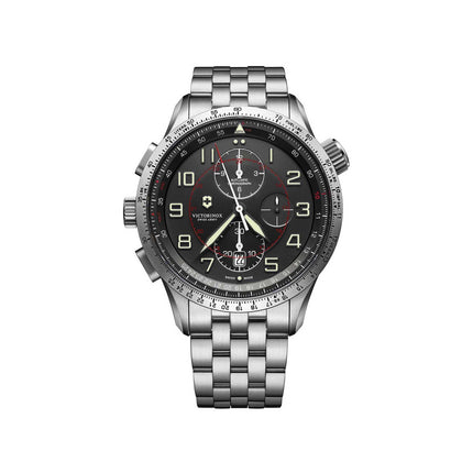 Victorinox Swiss Army Men's Chrono Watch - Airboss Mach 9 Grey Dial Bracelet | 241722 ,