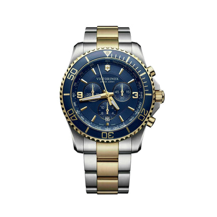 Victorinox Swiss Army Men's Chrono Watch - Maverick Blue Dial Two Tone Steel | 241791 ,