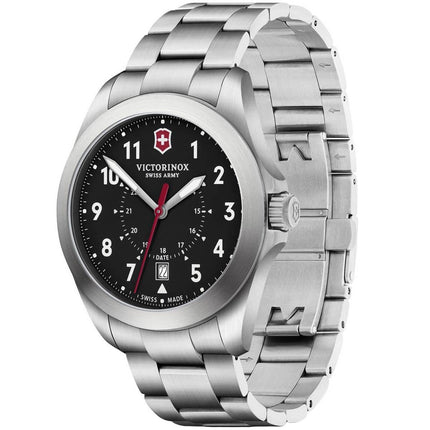 Victorinox Swiss Army Men's Quartz Watch - Heritage Black Dial Steel Bracelet | 241968 ,