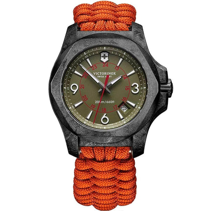 Victorinox Swiss Army Men's Quartz Watch - I.N.O.X. Carbon Khaki Dial Strap | 241800.2 ,
