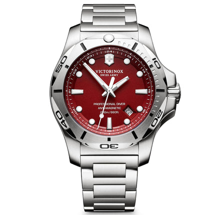 Victorinox Swiss Army Men's Quartz Watch - I.N.O.X. Red Dial Bracelet Dive | 241783 ,