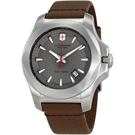 Victorinox Swiss Army Men's Watch - I.N.O.X. Quartz Brown Leather Strap | 241738.1 ,