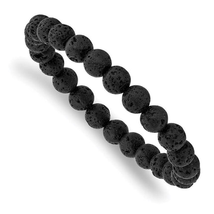 Volcanic Rock Agate Beaded Stretch Bracelet ,