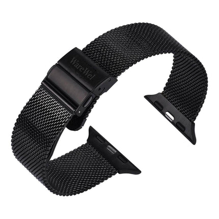 WareWel Apple Watch Compatible Mesh Bracelet with Integrated Adapter and Deployment Clasp ,