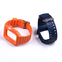 WareWel Apple Watch Compatible Rubber Watch Strap with Case Bumper ,