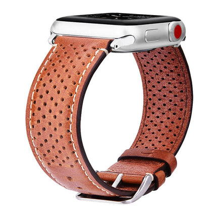 WareWel Apple Watch Compatible Vented Genuine Leather Strap ,