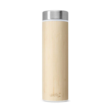 Welly Water Bottle - Wide Mouth Vacuum Insulated Stainless Steel Bamboo, 18oz ,