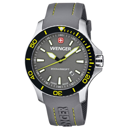 Wenger 01.0641.110 Men's Sea Force Grey Dial Grey Rubber Strap Dive Watch ,
