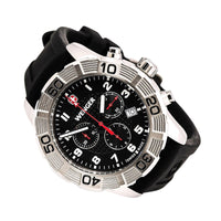 Wenger 01.0853.101 Men's Roadster Chrono Silver Bezel Black Dial Black Rubber Strap Watch ,