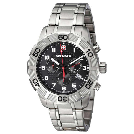 Wenger 01.0853.102 Men's Roadster Chrono Black Dial Stainless Steel Bracelet Watch ,
