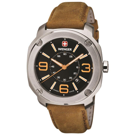 Wenger 01.1051.102 Men's Escort Black Dial Tan Suede Leather Strap Watch ,