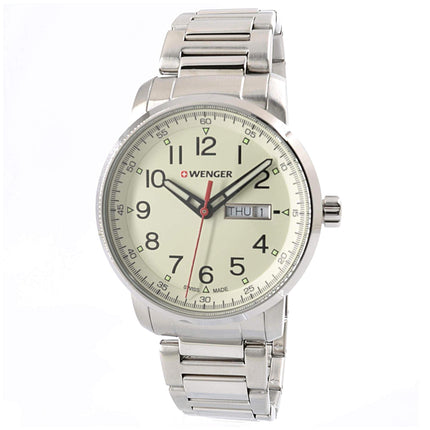 Wenger 01.1541.108 Men's Attitude Heritage Stainless Steel Bracelet Cream Dial Day Date Watch ,
