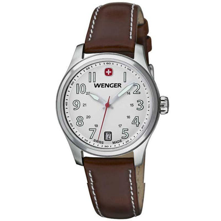 Wenger 0521.101 Women's Terragraph Swiss Made White Dial Brown Leather Strap Watch ,