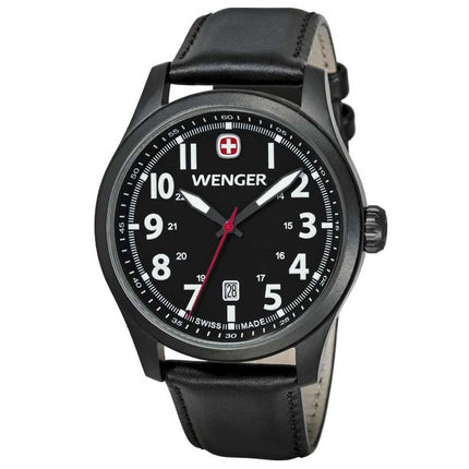 Wenger 0541.101 Men's Terragraph Swiss Made Black Dial Black Leather Strap Watch ,