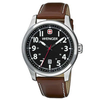 Wenger 0541.102 Men's Terragraph Swiss Made Black Dial Brown Leather Strap Watch ,