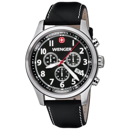 Wenger 0543.101 Men's Terragraph Black Dial Black Leather Strap Chronograph Watch ,