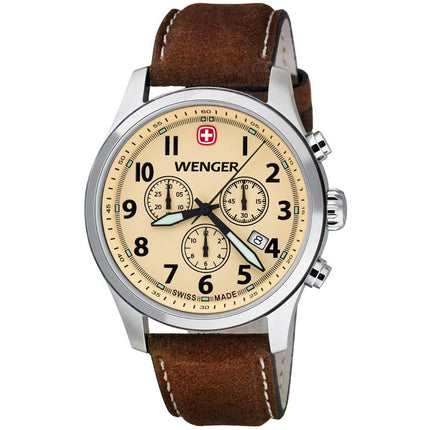 Wenger 0543.105 Men's Terragraph Beige Dial Brown Leather Strap Chronograph Watch ,