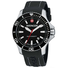 Wenger 0641.103 Men's Sea Force White Accents Black Dial Silicon Rubber Strap Watch