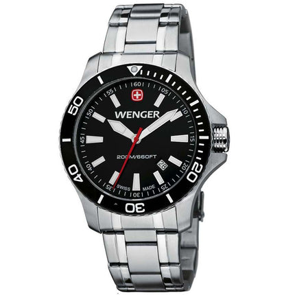 Wenger 0641.105 Men's Sea Force White Accents Black Dial Stainless Steel Watch ,
