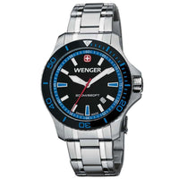 Wenger 0641.106 Men's Sea Force Swiss Made Blue Accents Black Dial Stainless Steel Watch ,