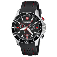 Wenger 0643.102 Men's Sea Force Black Dial Black Rubber Strap Chronograph Dive Watch ,