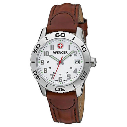 Wenger 0721.101 Swiss Made Women's Grenadier White Dial Brown Leather Strap Sport Watch ,