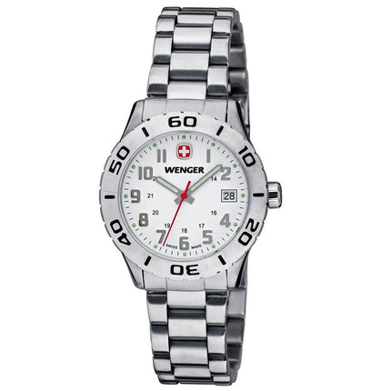 Wenger 0721.102 Swiss Made Women's Grenadier White Dial Stainless Steel Bracelet Sport Watch ,